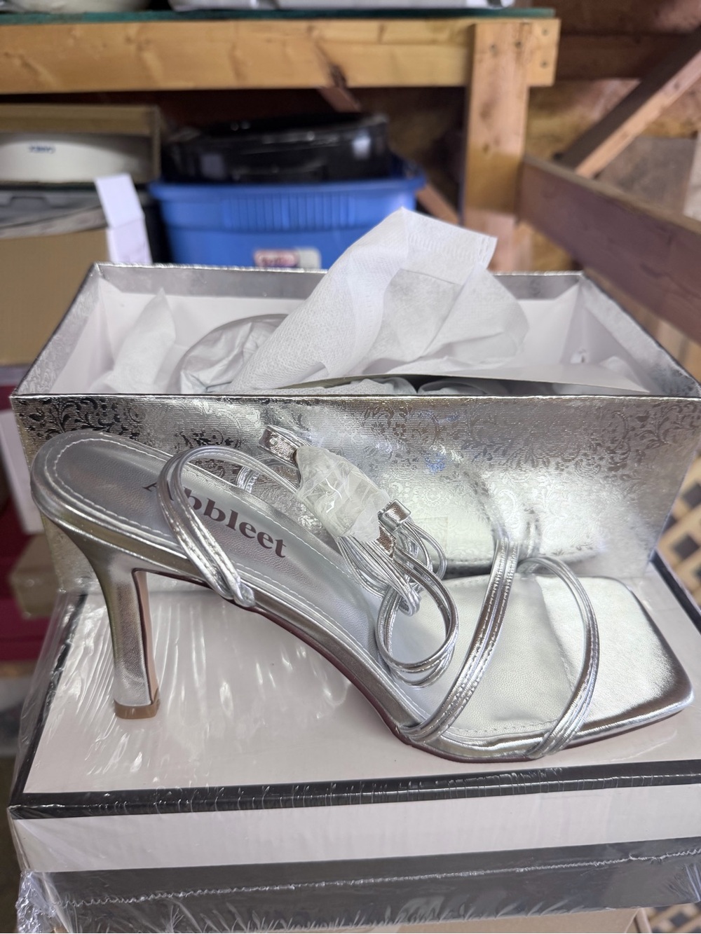 Silver Strappy High Heel Sandals - Women's Dress Shoes